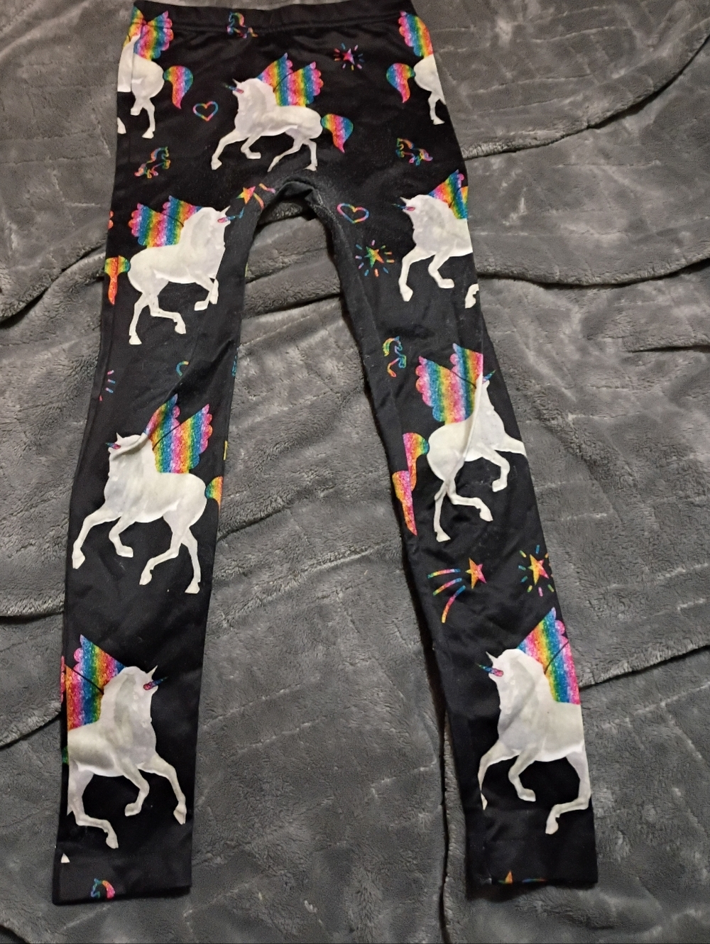 Capelli of New York Girls Black Leggings with Rainbow Unicorn Print